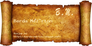 Berda Márton névjegykártya